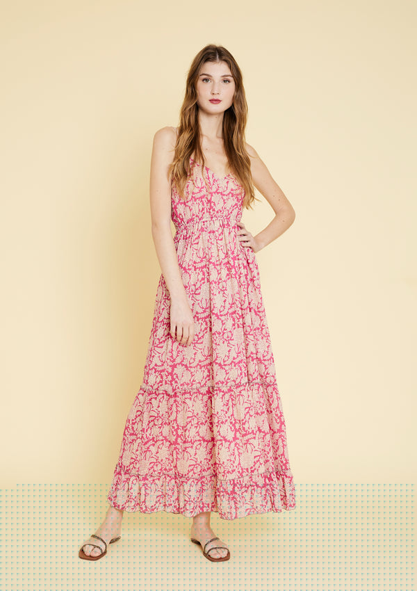 LANGES KLEID MIT BLÄTTERNPRINT