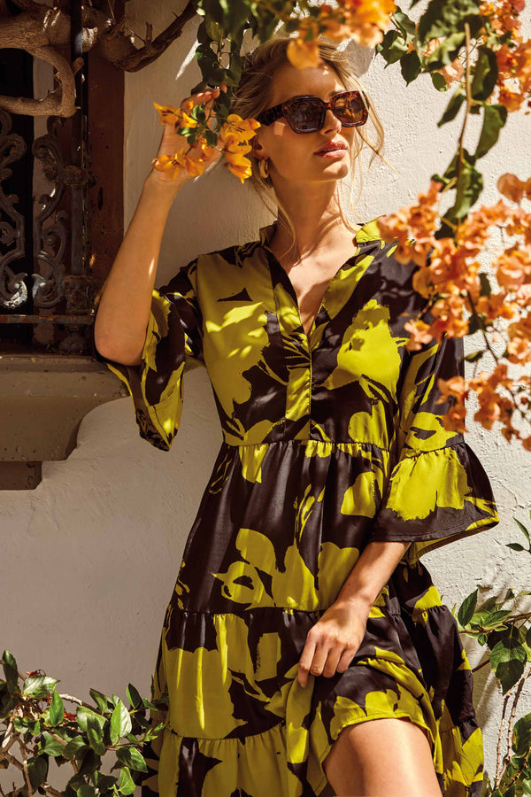DRESS WITH RUFFLED GLENDA