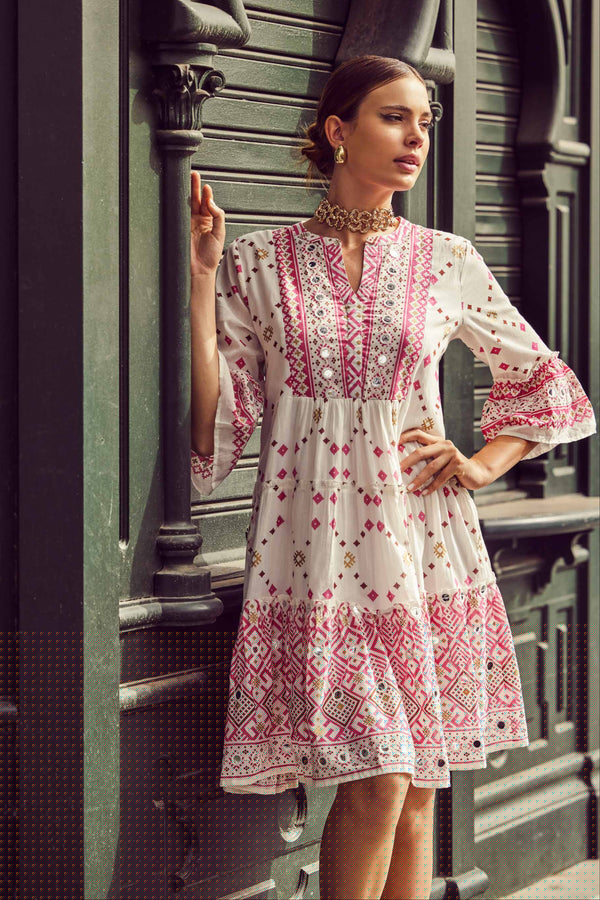 DENISE RUFFLED SKIRT DRESS