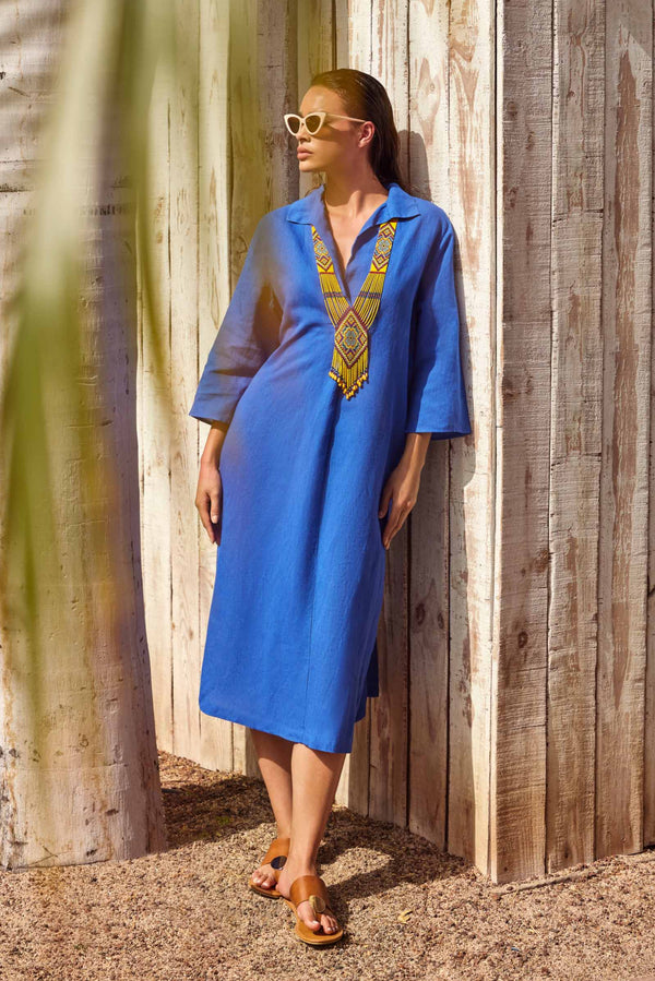 LONG LINEN BLEND CAFTAN MARTA