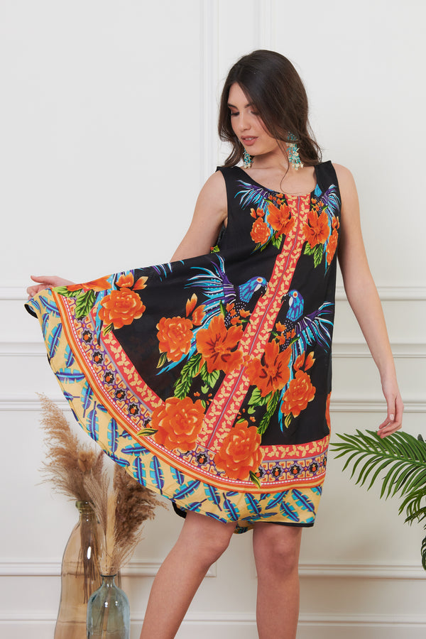 PARROT SLEEVELESS DRESS