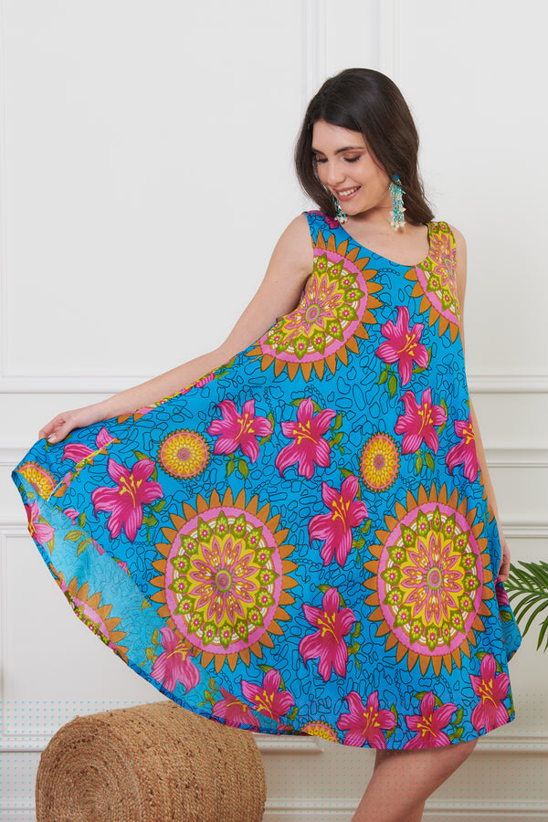 SLEEVELESS FLOWER DRESS
