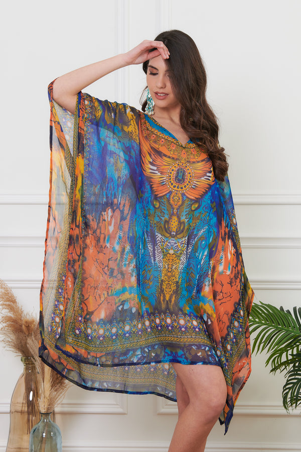 CHIFFON ANIMAL PRINT PONCHO