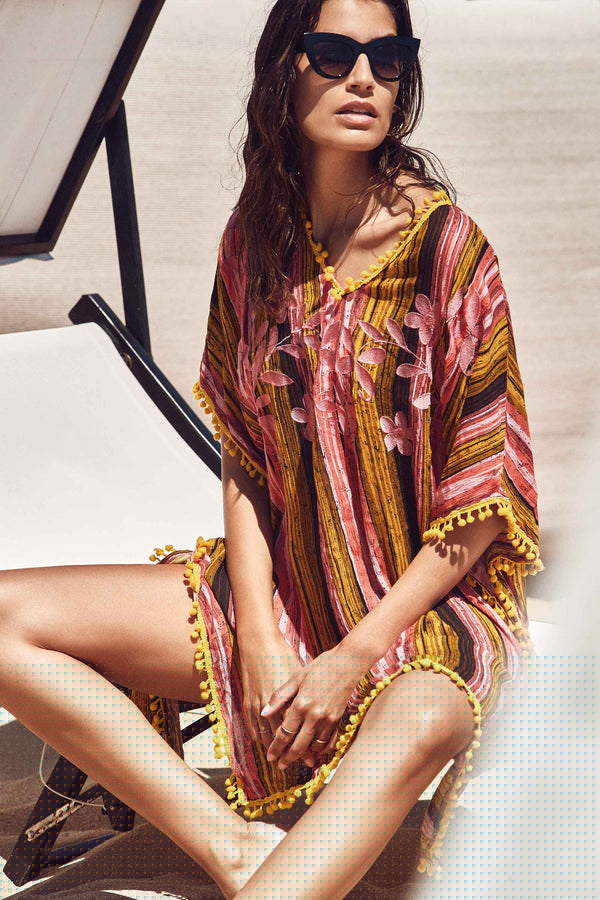 ALBA STRIPED PONCHO