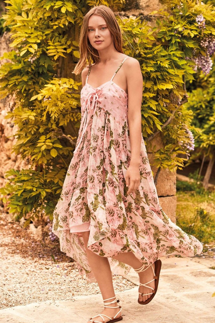ABITO LINO FIORI- IC22-103 - #Moda Mare Positano#