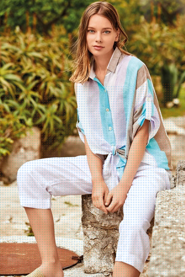 CAMICIA LINO RIGHE- IC22-079 - #Moda Mare Positano#