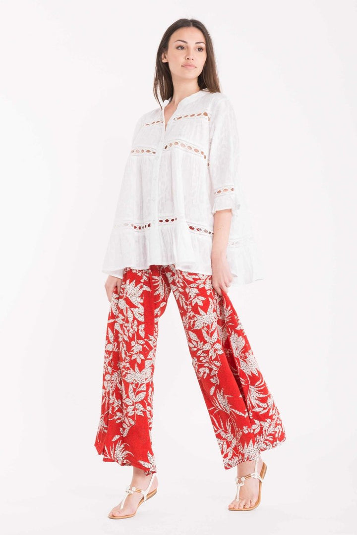 PANTALONI PALAZZO TROPICALE- DB22-092 - #Moda Mare Positano#